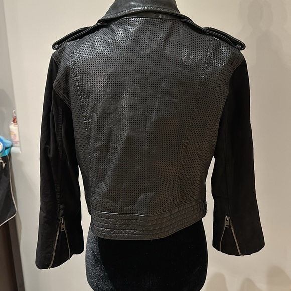 Superdry leather body and suede sleeves short biker - Picture 4 of 8